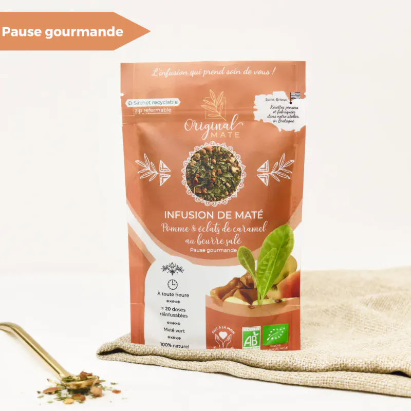 Urtete: Apple & Caramel Chips Organic Mate 80g / Original Mate