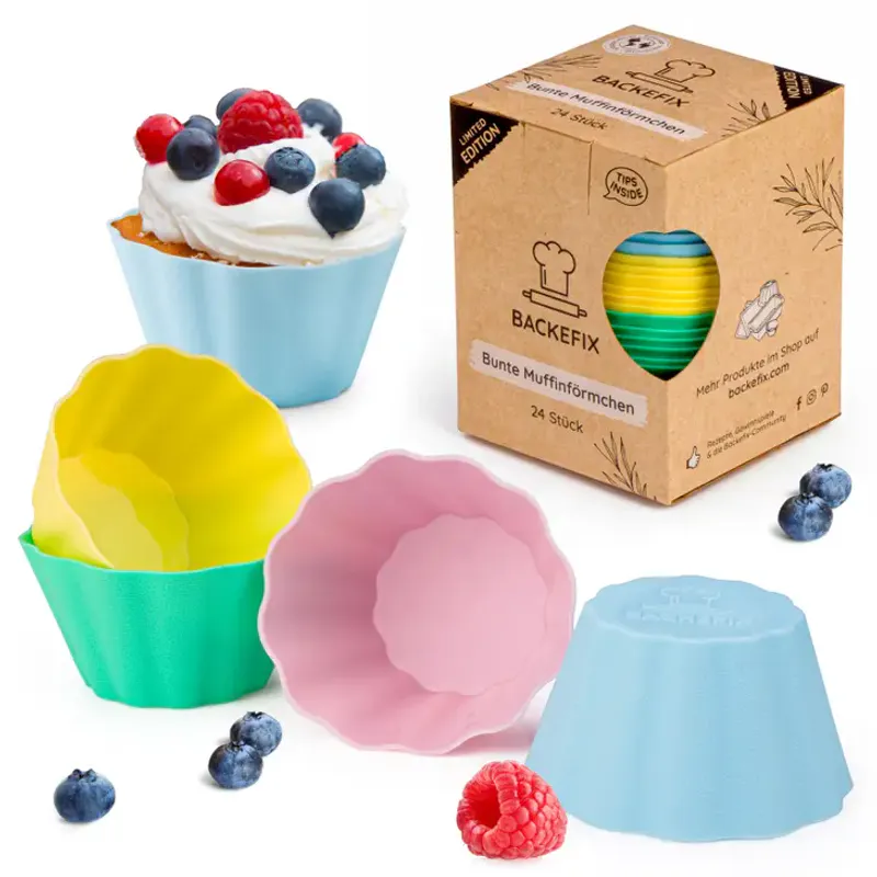 24 stk muffinsformer i silikon, fargemiks / Backefix