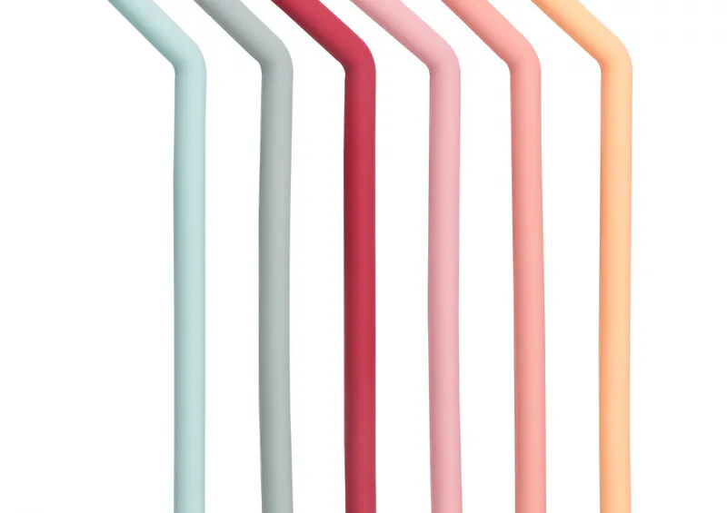 6pk sugerør i silikon + sugerørbørste / Peach