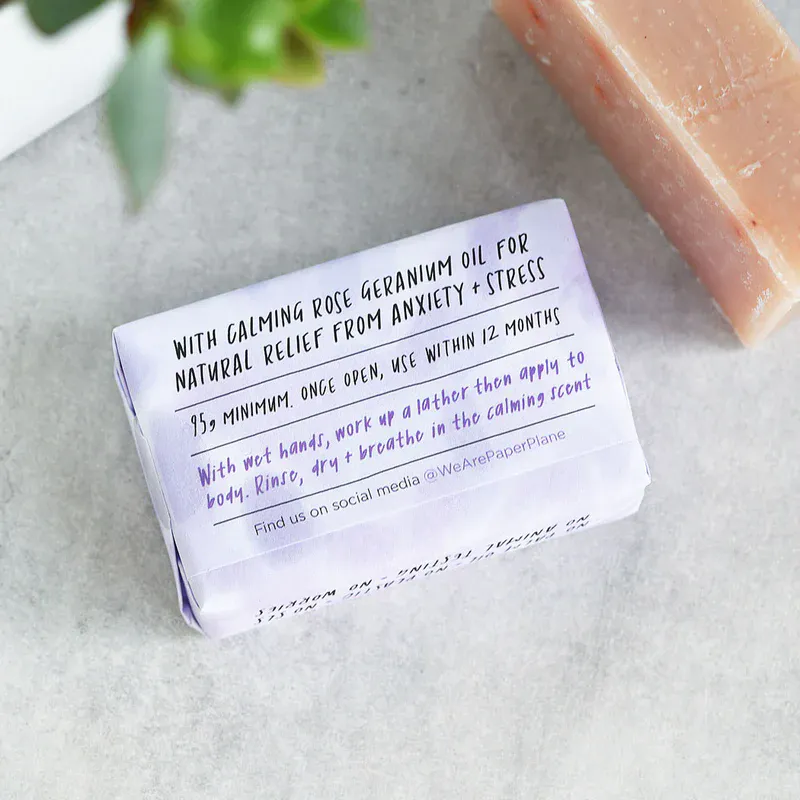 Calm Bar - Natural Vegan Soap 95g  / Paper Plane