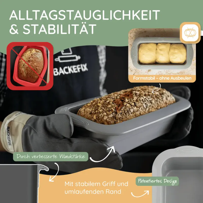 Liten brødform i silikon - riller 21 cm - 1.2 liter / Backefix