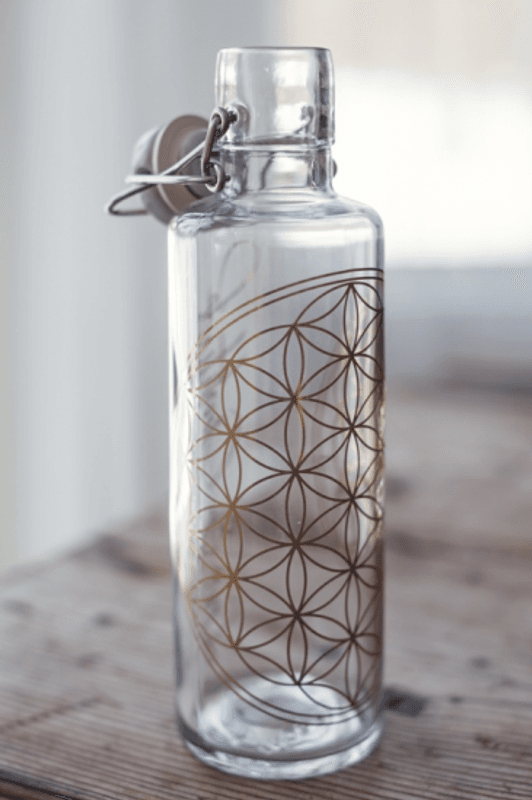 Flower of life - 1l drikkeflaske i glass /  soulbottles