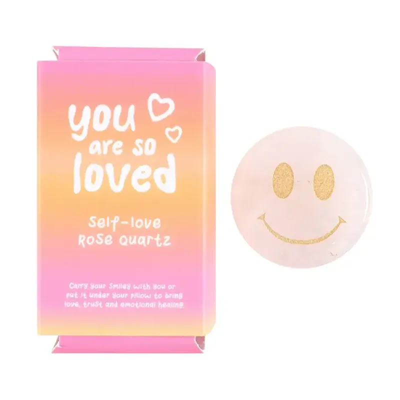 You Are Loved Rose Quartz Happy Face Crystal / Something Differe