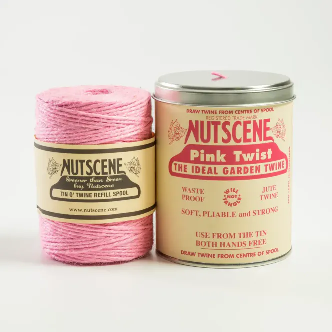 Hovedbilde Metallboks med hyssing i jute 150m, Pink /  Nutscene Twines Ltd