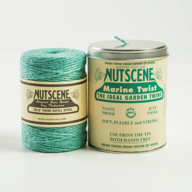 Hovedbilde Metallboks med hyssing i jute 150m, Aqua Marine /  Nutscene Twines Ltd