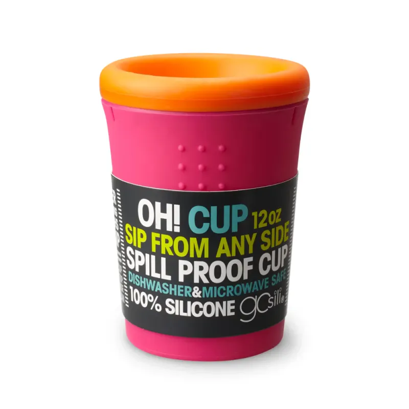 Oh! No Spill Kids Cup - plastfri kopp til barn - Orange|Hot Pink 340ml / GoSili