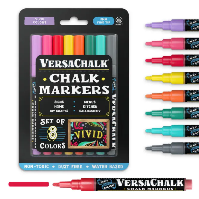 Hovedbilde 8pk krittpenn - Vivid Colors 3mm Fine Tip / VersaChalk