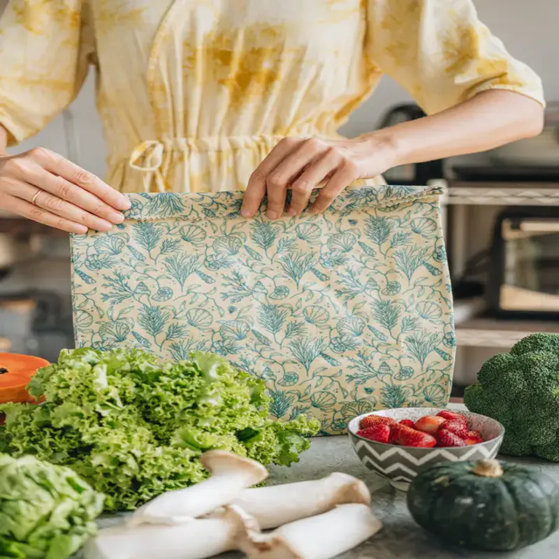 Large Beeswax Wrap Bag, Sea Floor / SuperBee