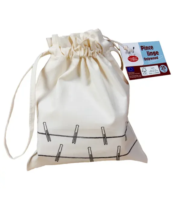 Hovedbilde Pose med 25 stk runde klesklyper i tre / La drogerie écologique.