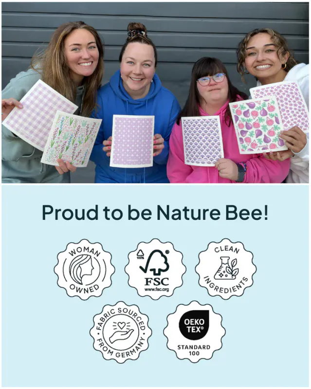 Sponge Cloth, Floral Pink / Nature Bee