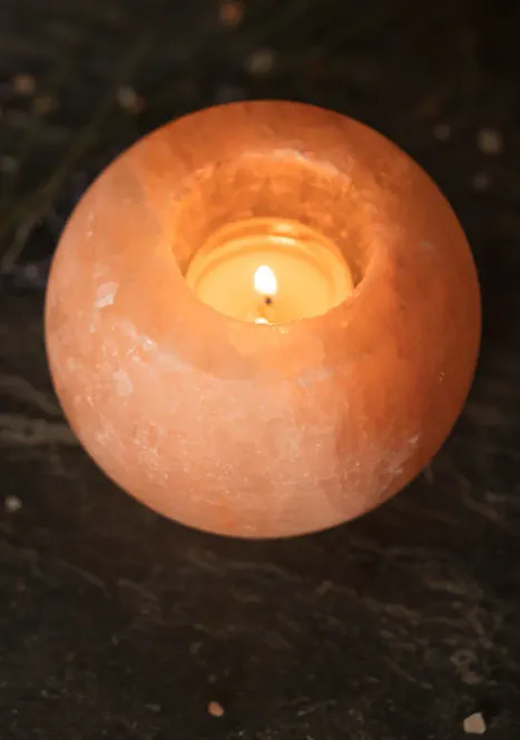 Hovedbilde Rund telysholder - saltkrystall / Namaste Fair Trade