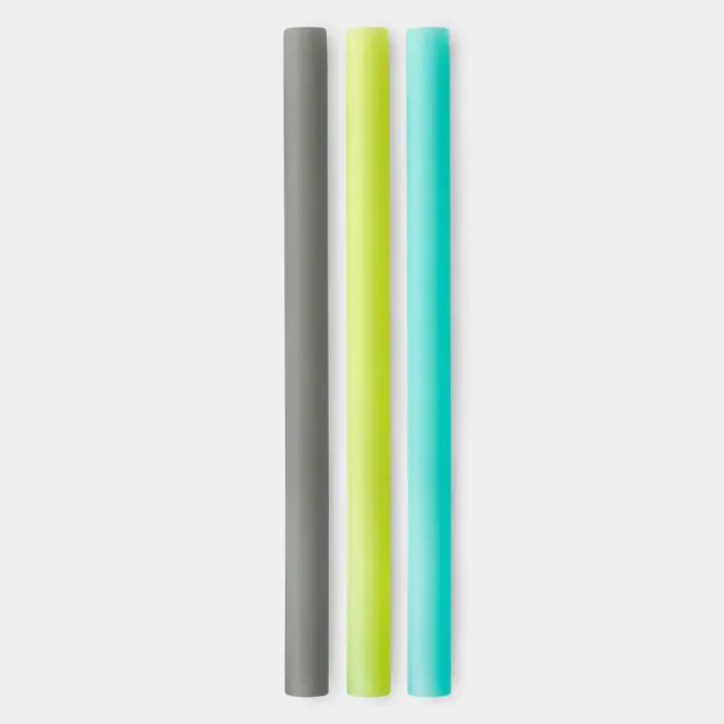 Hovedbilde 3pk silikonsugerør - ekstra bred - Charcoal|Lime|Sea / GoSili