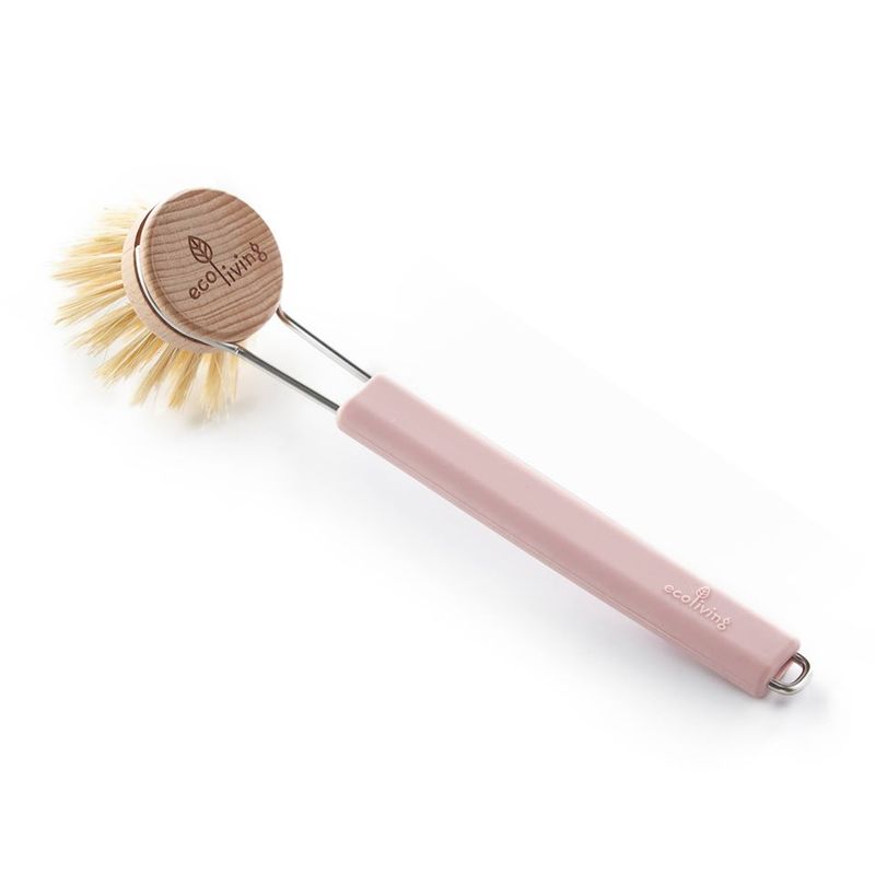 Oppvaskbørste i silikon og tre, rosa / ecoLiving