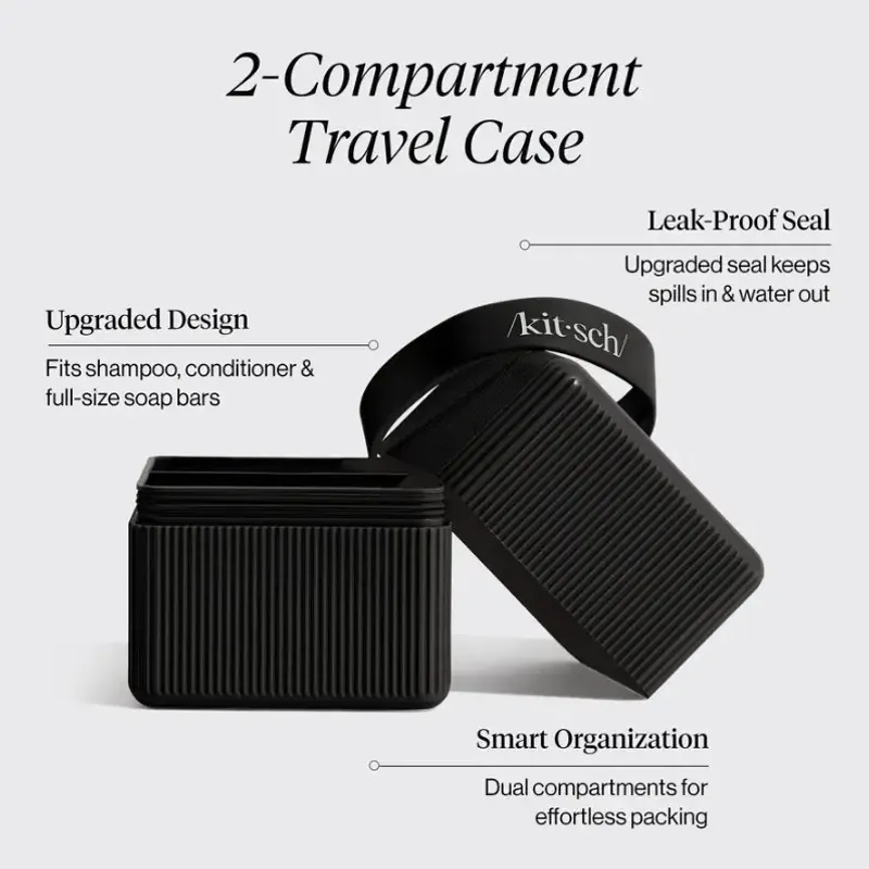 Såpeetui: 2-Compartment Travel Case, Black / Kitsch