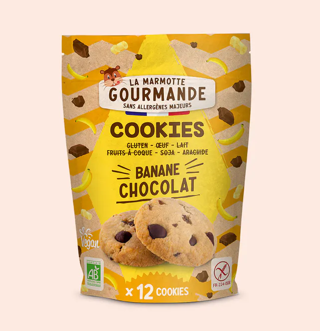 Hovedbilde Banana Chocolate Chip Cookies 150g - gluten- og melkefri kjeks / La Marmotte Gourmande