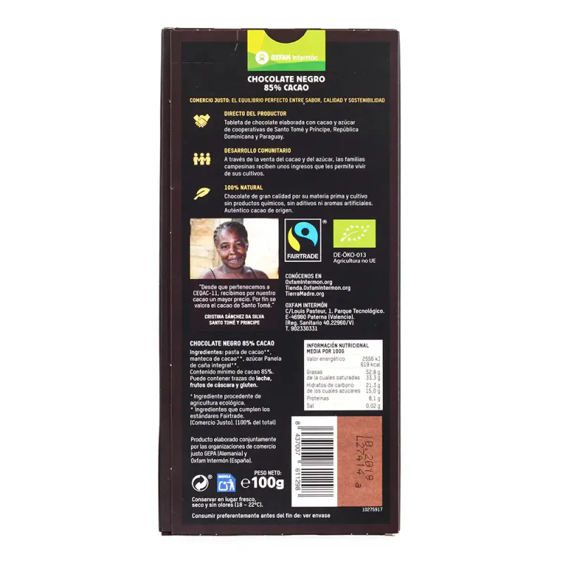 85% Organic Dark Chocolate 100g / Tierra Madre