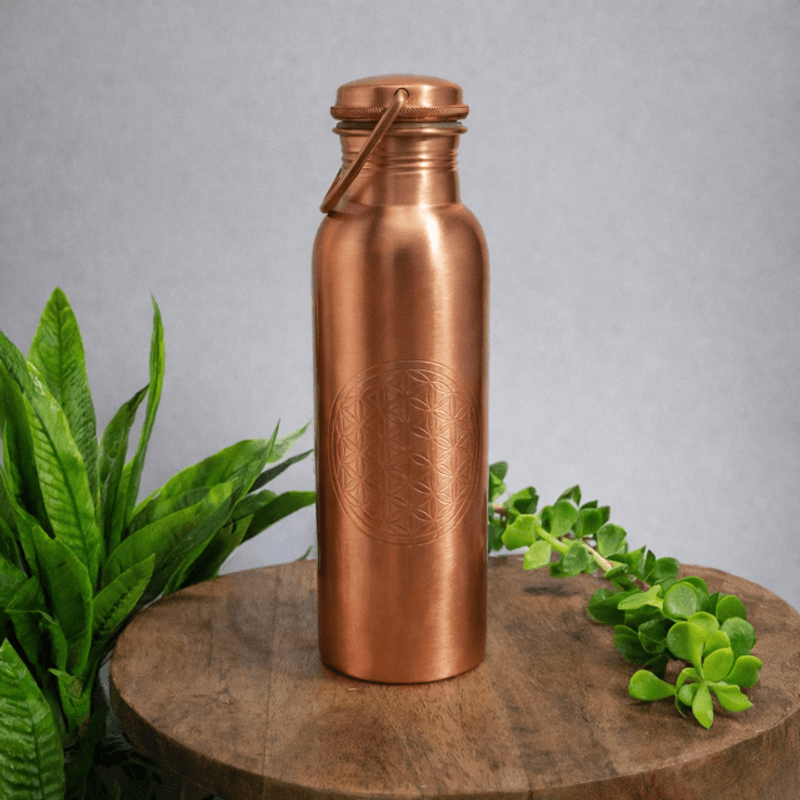 Drikkeflaske i kobber - Flower of Life 750ml / Ayurveda Specialist B.V