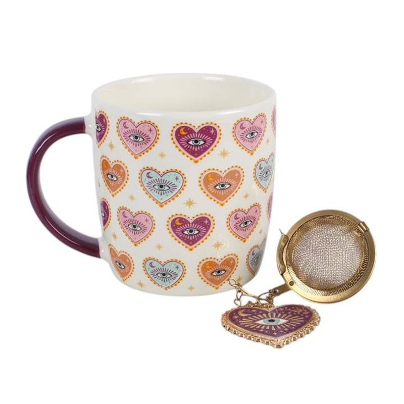 Sacred Sight Heart Print Mug and Tea Infuser Set 500 ml, Something Different