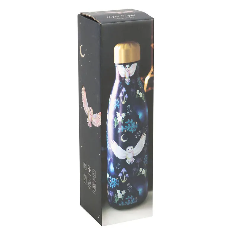 Night Flight Owl Print Water Bottle 500 ml, Something Different