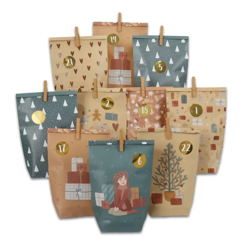 Kalenderposer til pakkekalender, Christmas / Papierdrachen
