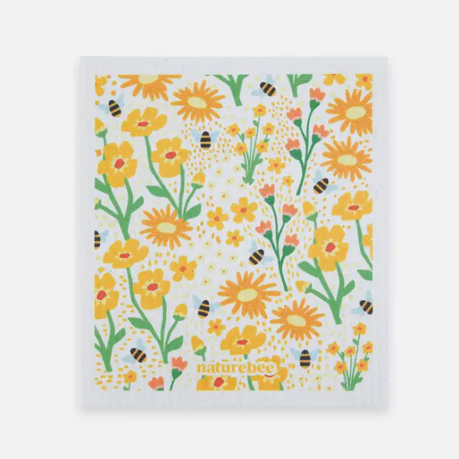 Hovedbilde Sponge Cloth, Floral Yellow with bees / NatureBee