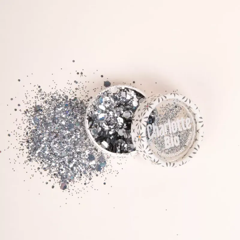 Bioglitter på boks, Silver 4g / Charlotte Bio 