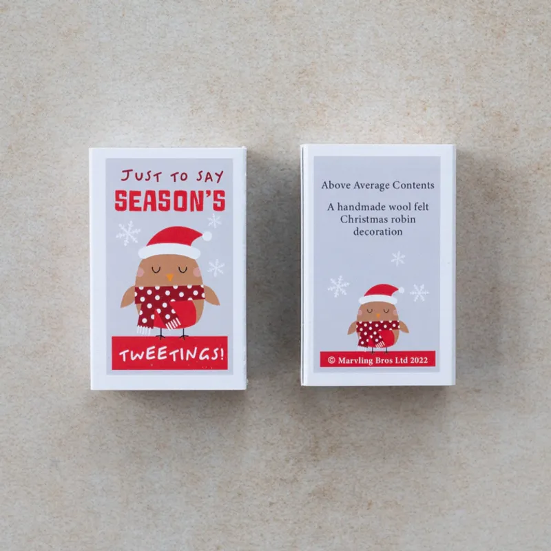 Christmas Tweetings Wool Felt Robin in A Matchbox / Marvling