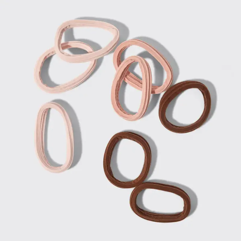 8pk Recycled Seamless Hair Elastics, Rosewood / Kitsch