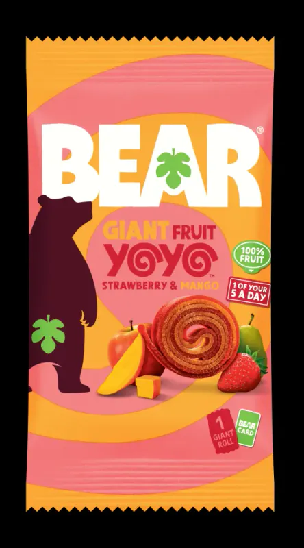 5-pk GIANT fruktrull med jordbær & mango 5 x 20g / BEAR