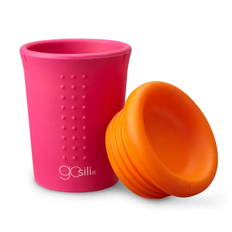 Oh! No Spill Kids Cup - plastfri kopp til barn - Orange|Hot Pink 340ml / GoSili