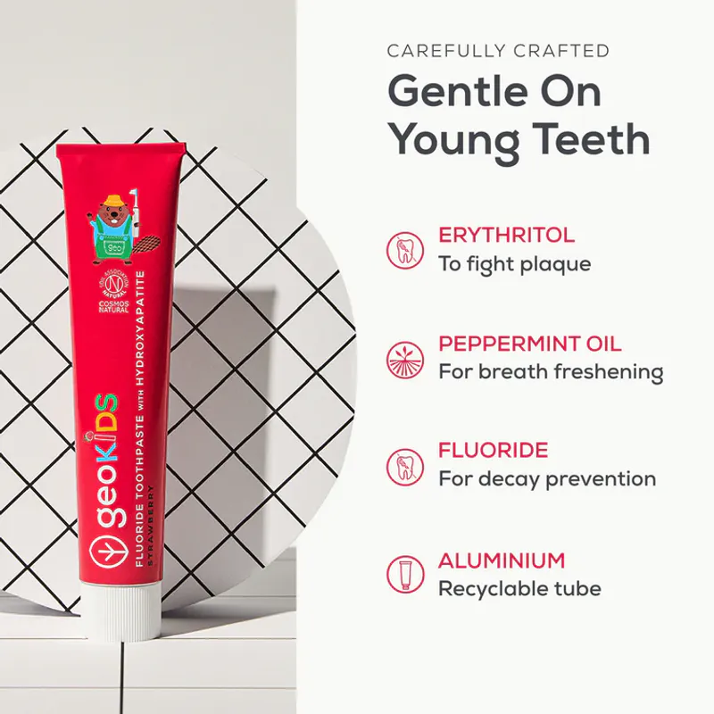 Kids Hydroxyapatite Toothpaste, Strawberry 75g / Georganics