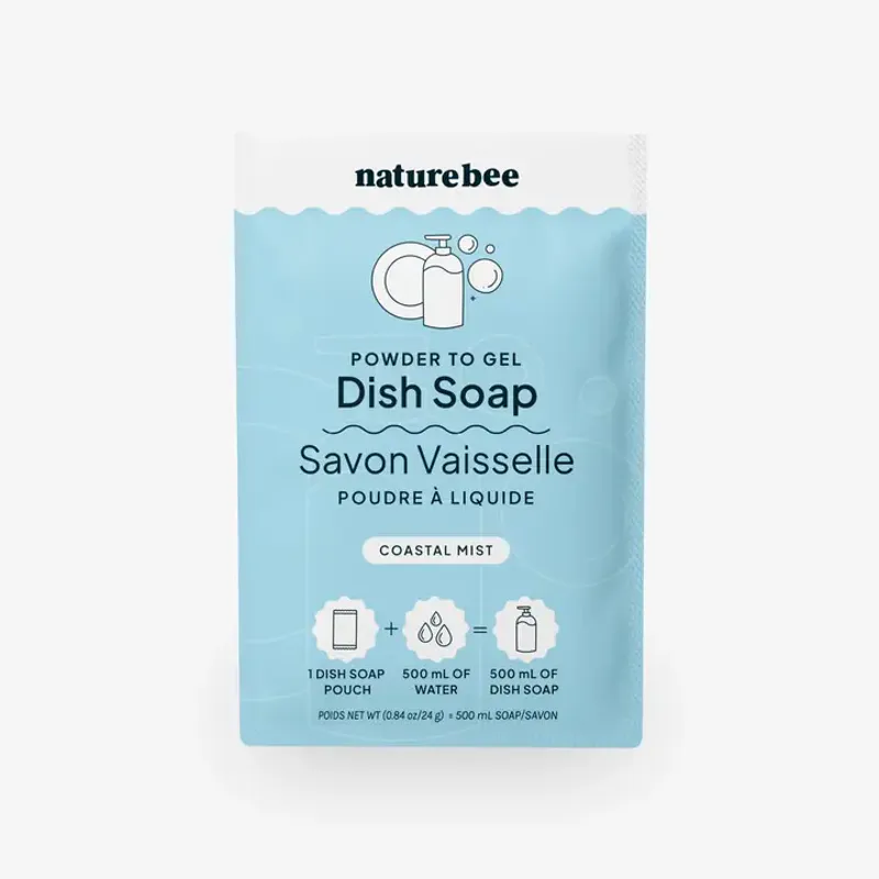 Refill Dish Soap - Powder To Gel , Coastal Mint / Nature Bee
