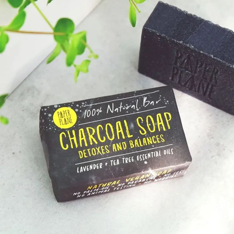 Charcoal Soap Natural Vegan 95g / Paper Plane