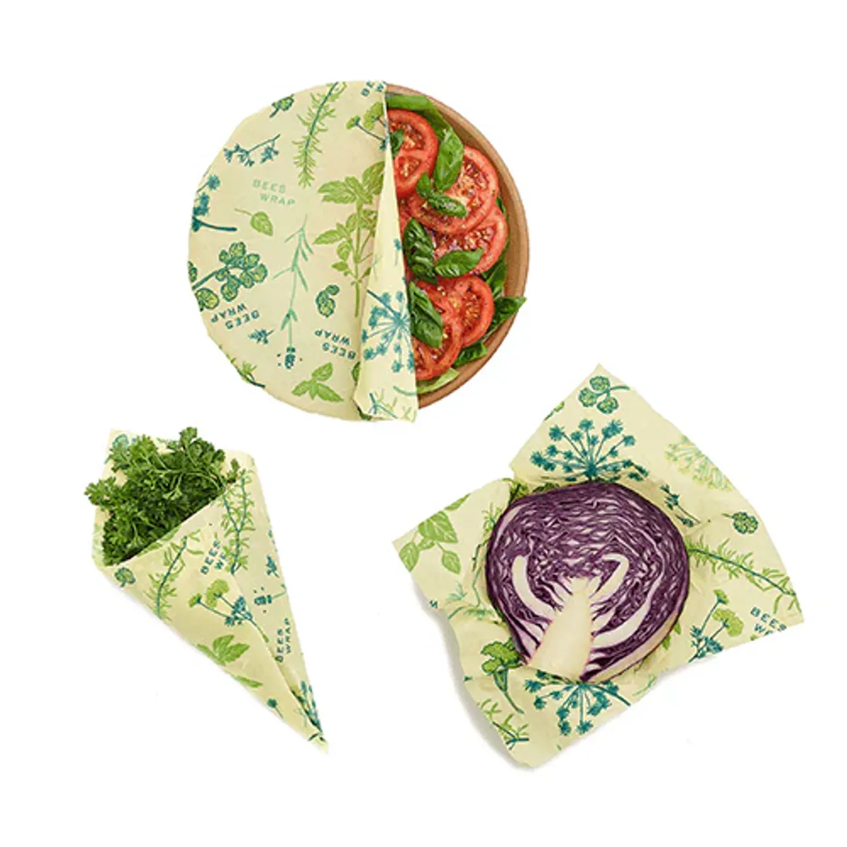 3pk vegansk voksark str. S,M,L - Herb Garden / Bee´s Wrap