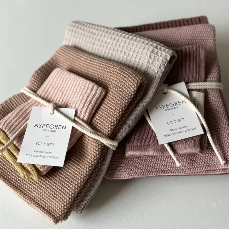 3PK KJØKKENSETT i økologisk bomull, Macaron / Aspegren Denmark