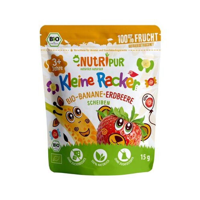 Hovedbilde Økologisk frysetørket banan & jordbær i skiver 15g / NutriPur