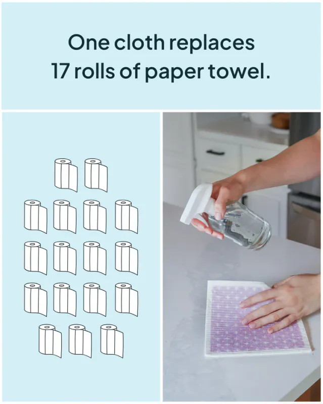 Sponge Cloth, Floral Purple / Nature Bee