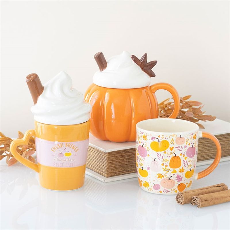 Pink and Orange Pumpkin Print Autumn Mug | Something Different