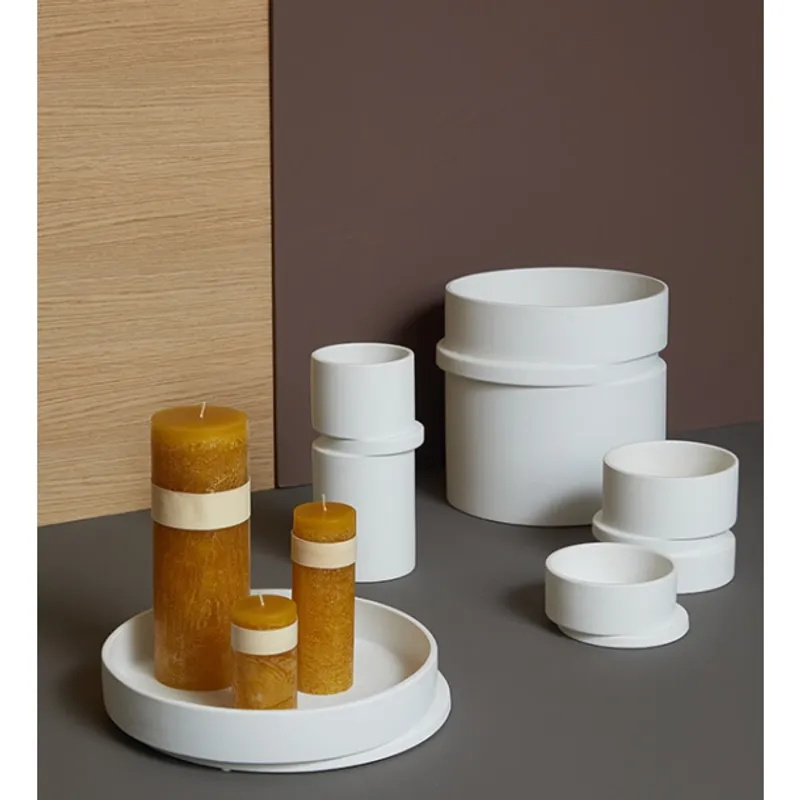 Timber® Candles Kubbelys Ocra, 8 x 7.5 cm / Vance Kitira