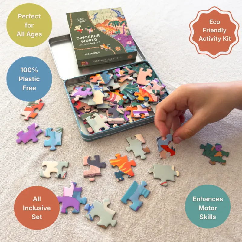 Dinosaur World Jigsaw Puzzle | 100 brikker | Cotton Twist