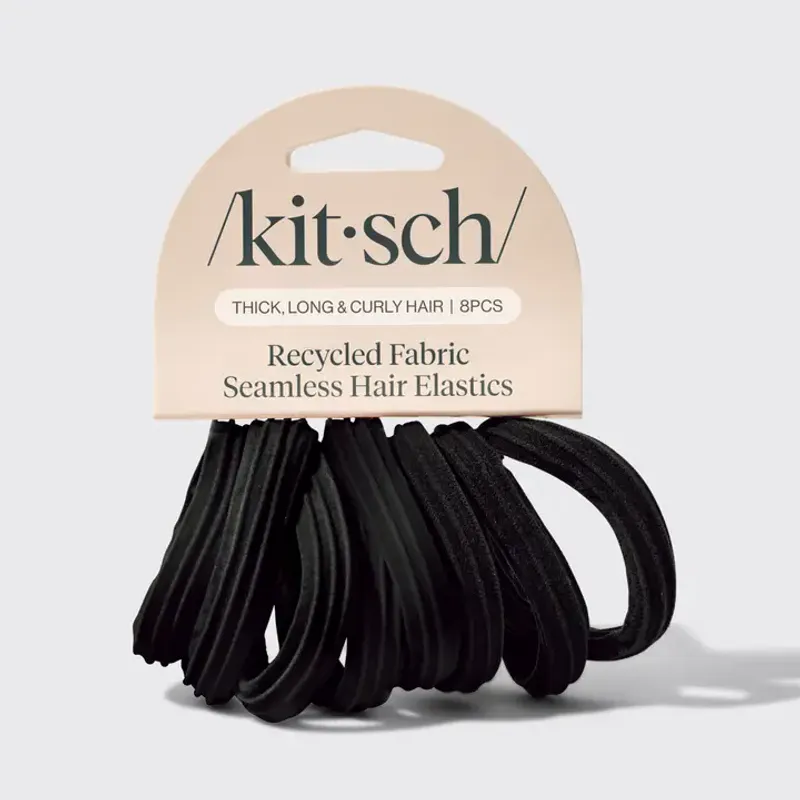 8pk Recycled Seamless Hair Elastics, Black / Kitsch
