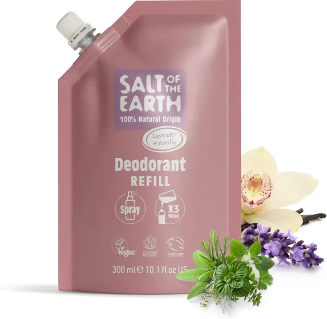Hovedbilde REFILL 300ml - Lavender & Vanilla Natural Spray Deodorant / Salt of the Earth 