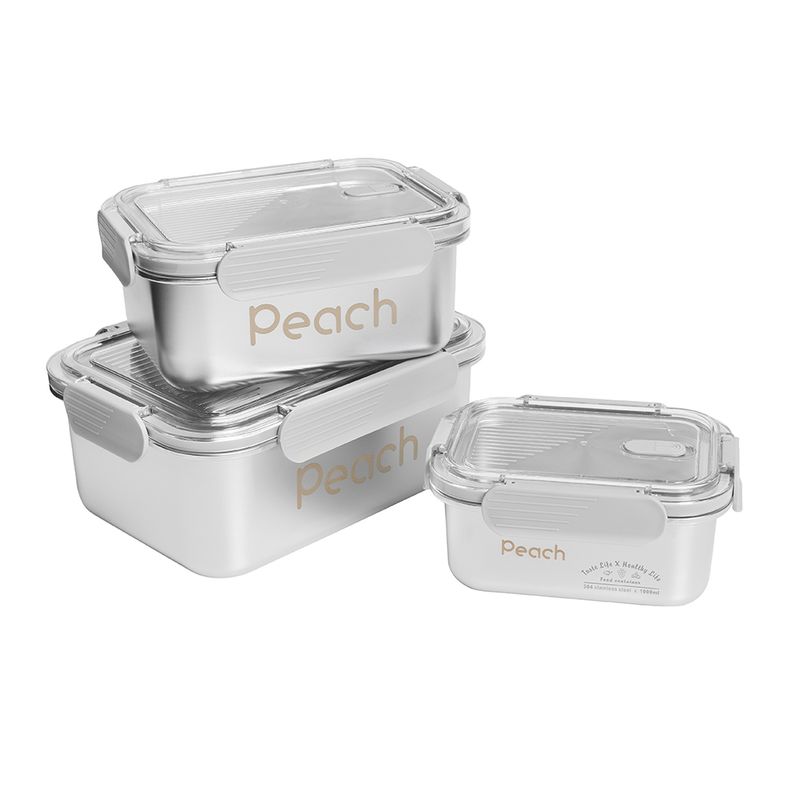 Stålboks med tett plastlokk 1000ml / Peach
