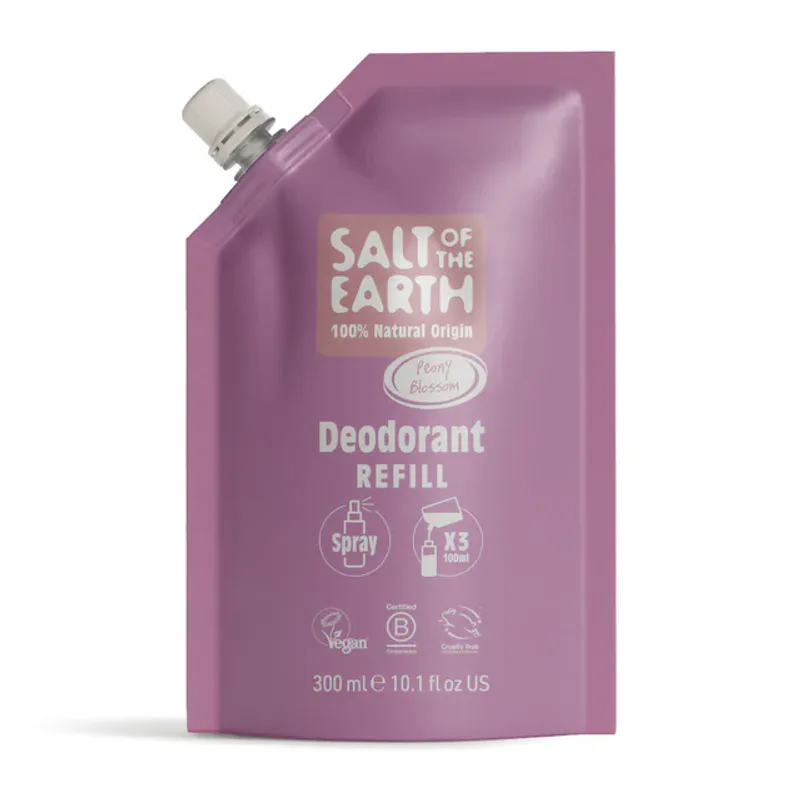 REFILL 300ml - Peony Blossom Natural Spray Deodorant / Salt of the Earth 