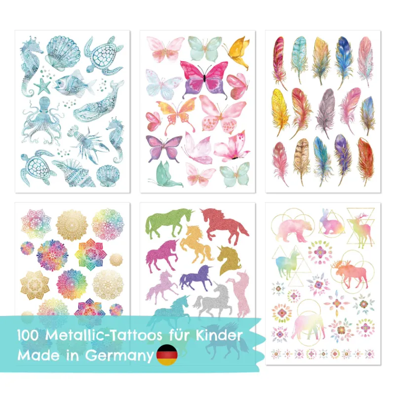 Mandala & Fjær - midlertidig tatovering til barn / Papierdra